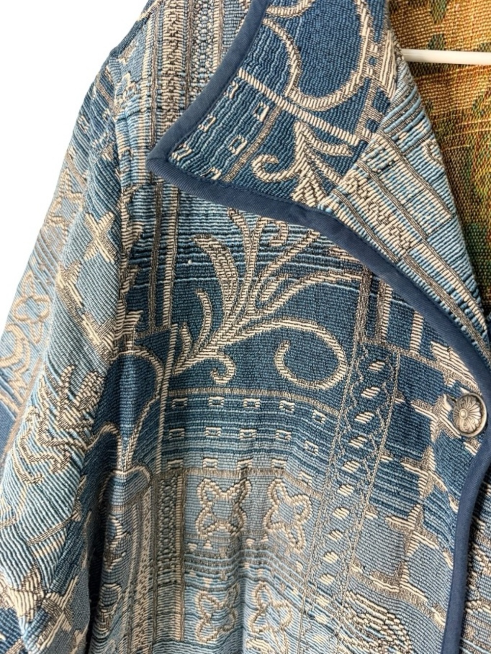 Blair Tapestry Jacket Coat 3XL Blue Metallic Artsy Button Front Oversized Boho - Picture 5 of 8